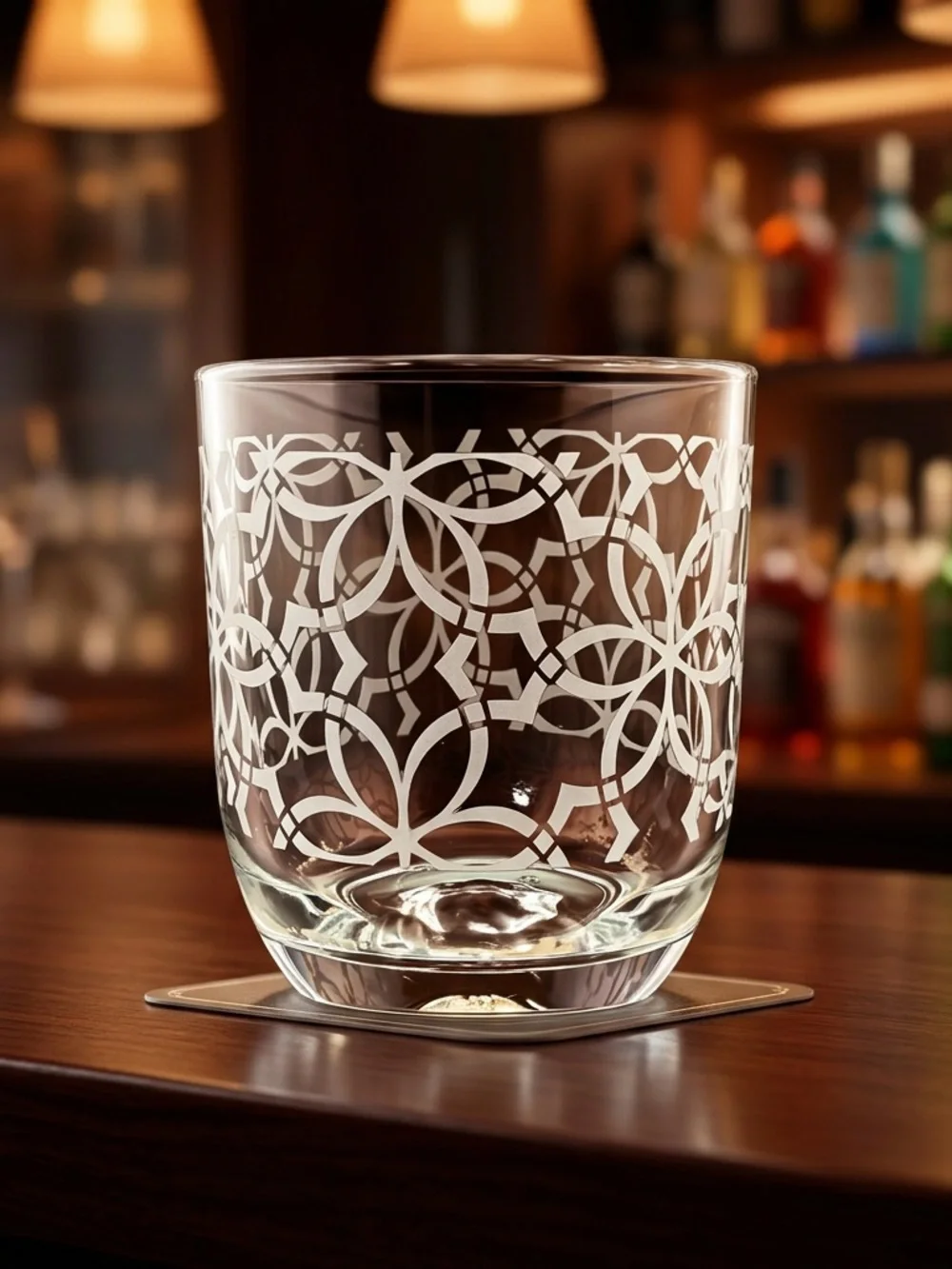 Vintage Cocktail Celtic Pattern Embossed Old Fashioned Whiskey Drinking Glass